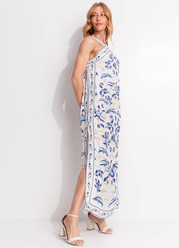 Farm - Vestido Cropped Azulejaria Branco 5