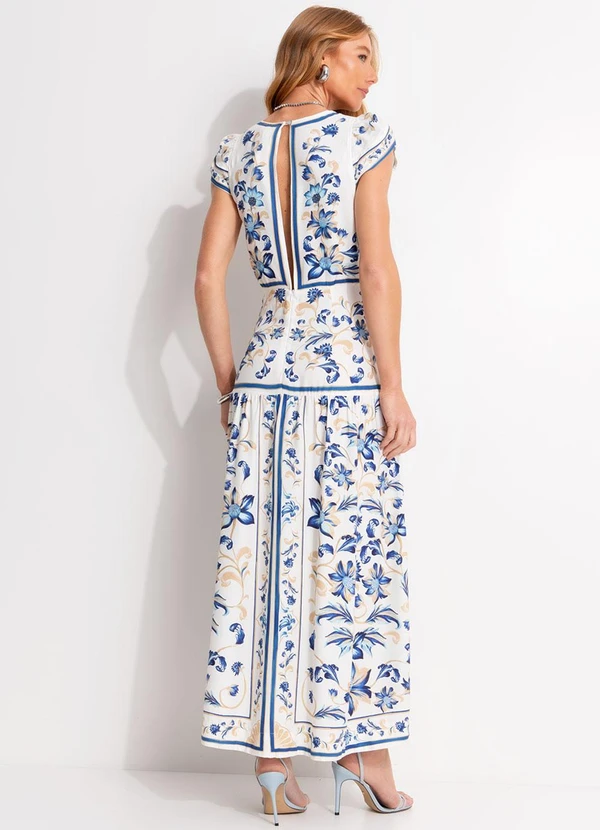 Farm - Vestido Cropped Azulejaria Branco 2