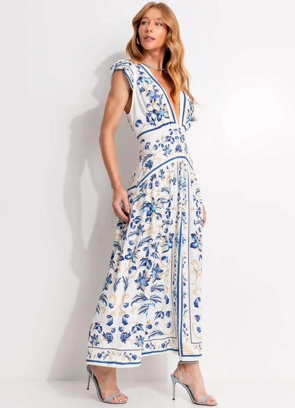 Farm - Vestido Cropped Azulejaria Branco 3