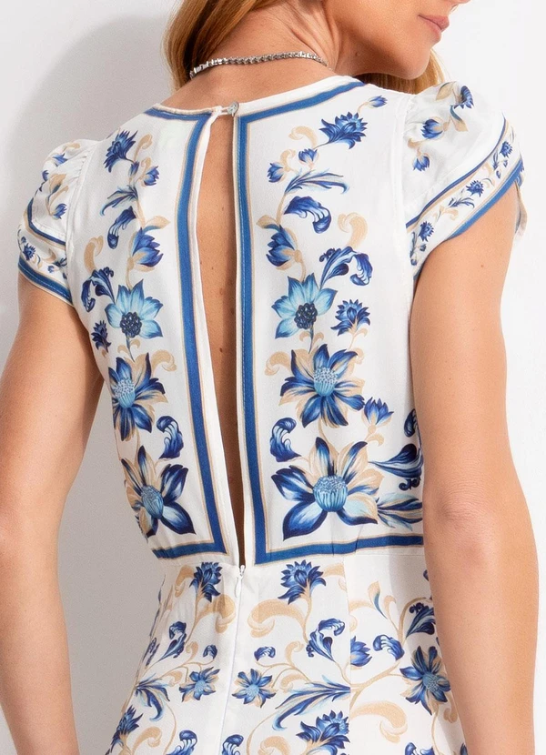 Farm - Vestido Cropped Azulejaria Branco 7
