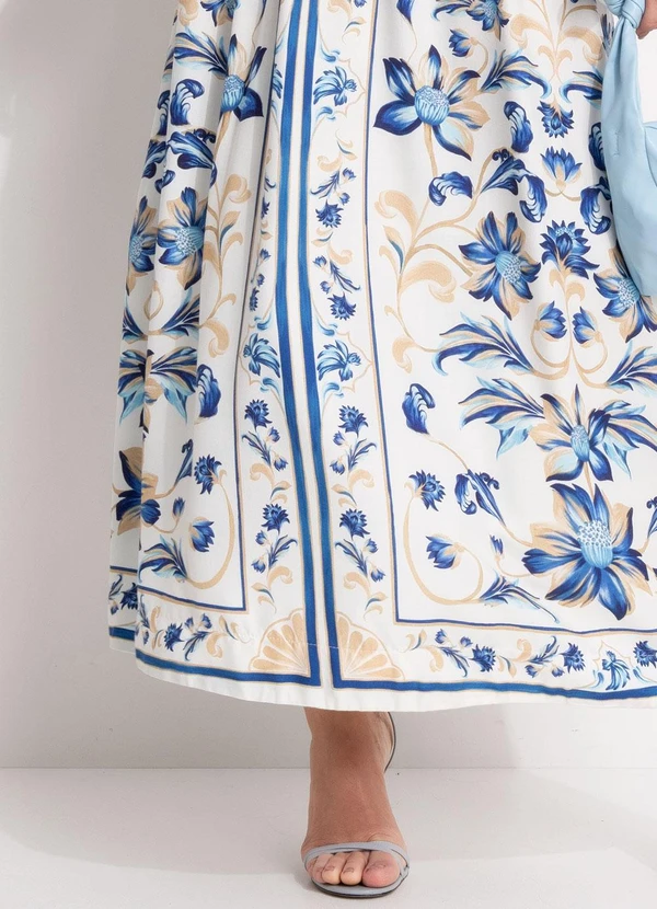 Farm - Vestido Cropped Azulejaria Branco 8