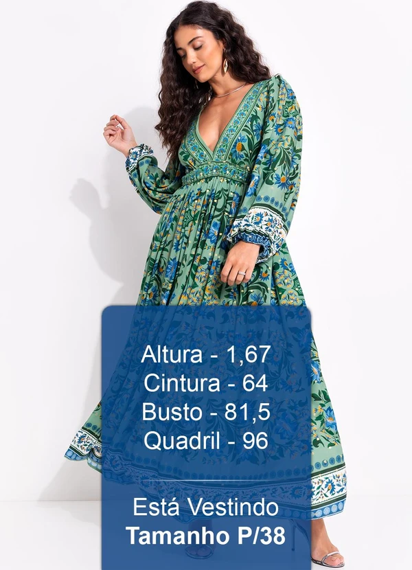 Farm - Vestido Cropped Azulejo Florido Verde 5