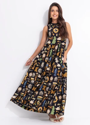 Farm - Vestido Cropped Bibelo Preto - FARM