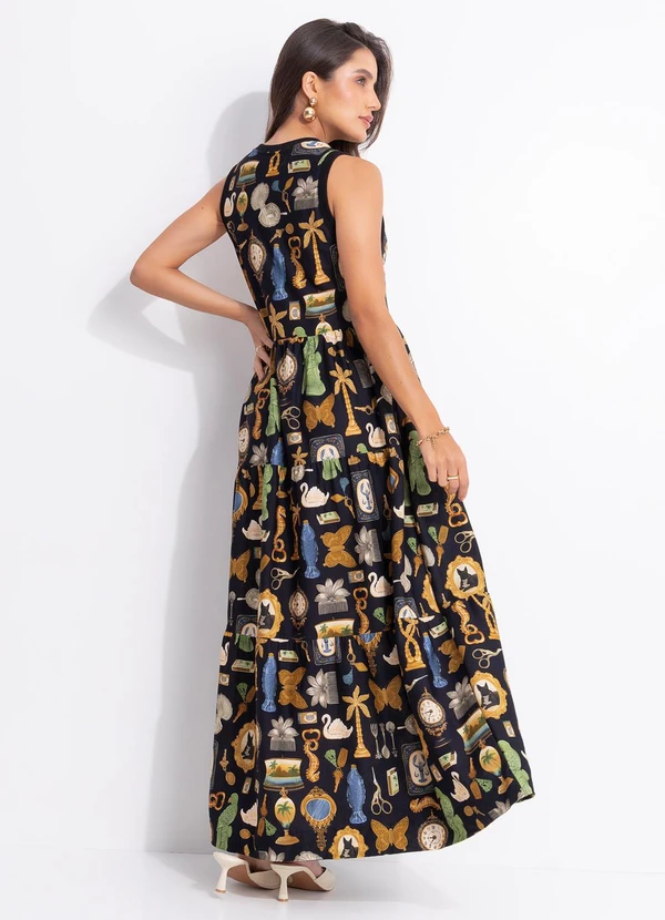 Farm - Vestido Cropped Bibelo Preto 2