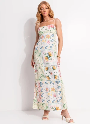 Farm - Vestido Cropped Borda Bandana Bege - FARM