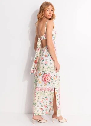 Farm - Vestido Cropped Borda Bandana Bege - FARM