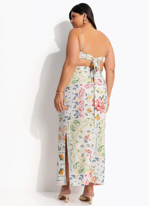 Farm - Vestido Cropped Borda Bandana Bege 8