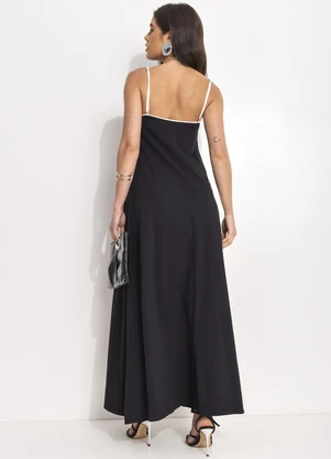 Farm - Vestido Cropped Bordado Coqueiro Preto - FARM