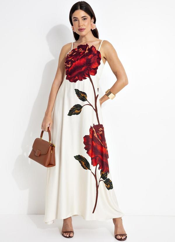 Farm - Vestido Cropped Bordado Rosalia Bege