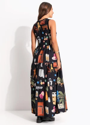 Farm - Vestido Cropped Boteco Carioca Preto - FARM