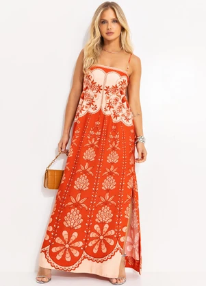 Farm - Vestido Cropped Caetana Vermelho - FARM