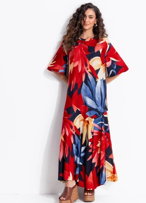 Farm - Vestido Cropped Chita Pintada Azul - FARM