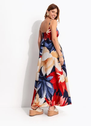 Farm - Vestido Cropped Chita Pintada Azul - FARM