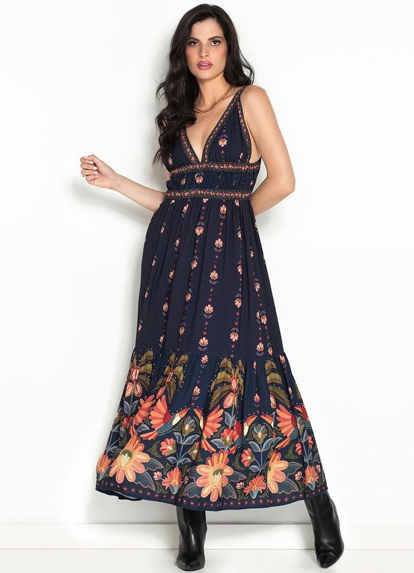 Farm - Vestido Cropped Cocais do Cerrado Viscose Azul