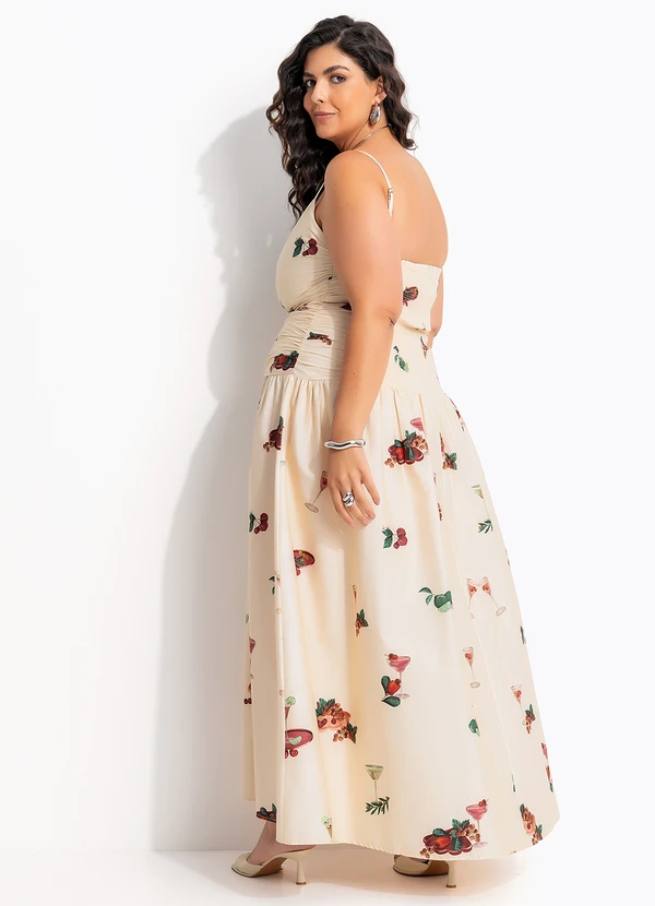 Farm - Vestido Cropped Coquetel Tropical Bege 8