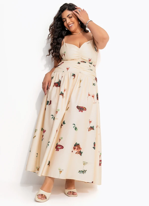 Farm - Vestido Cropped Coquetel Tropical Bege 9