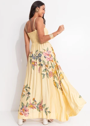 Farm - Vestido Cropped Corselet Maira Lenço Amarelo - FARM