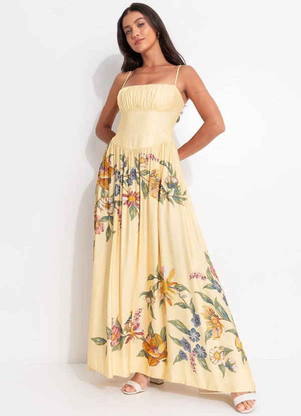 Farm - Vestido Cropped Corselet Maira Lenço Amarelo