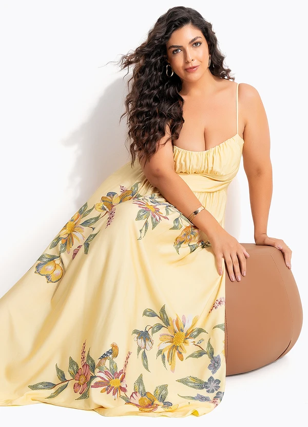 Farm - Vestido Cropped Corselet Maira Lenço Amarelo 10