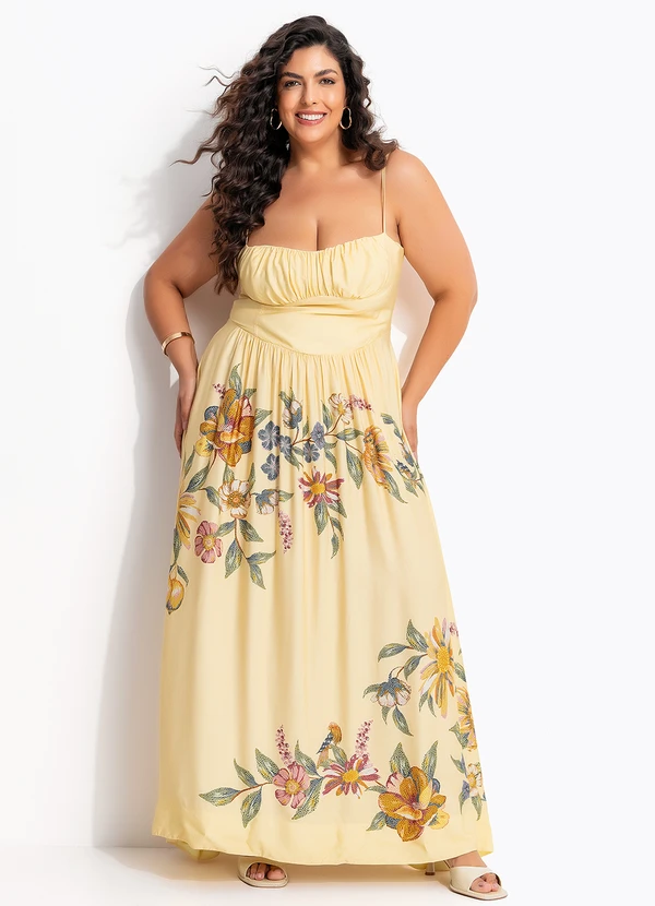 Farm - Vestido Cropped Corselet Maira Lenço Amarelo 8