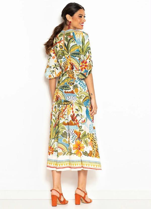 Farm - Vestido Cropped  de Viscose Tropical do Brasil Branco 2