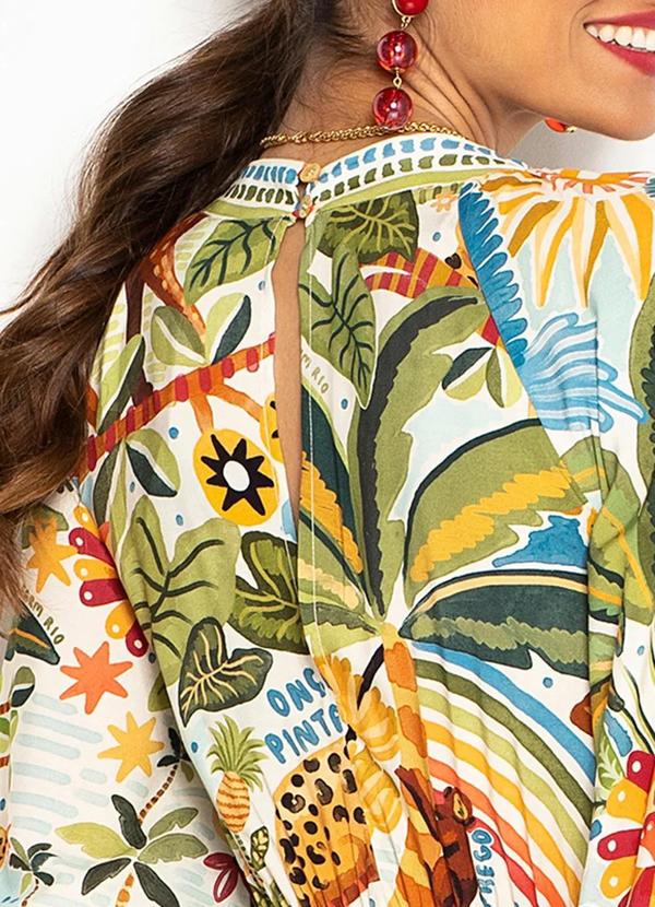 Farm - Vestido Cropped  de Viscose Tropical do Brasil Branco 4