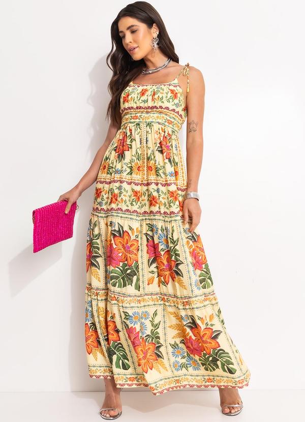 Farm - Vestido Cropped Delicadeza em Flor Amarelo