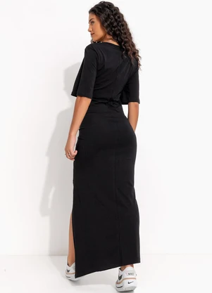 Farm - Vestido Cropped Drink Pintado Preto - FARM