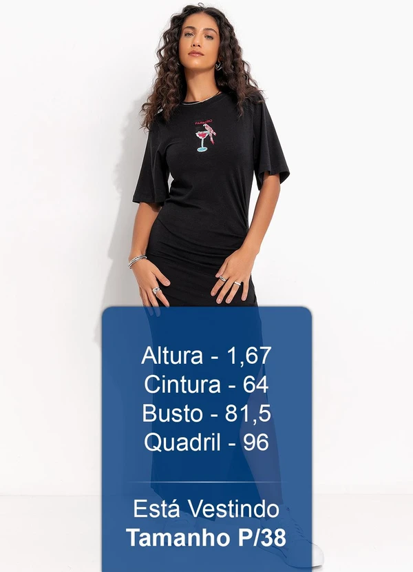 Farm - Vestido Cropped Drink Pintado Preto 5