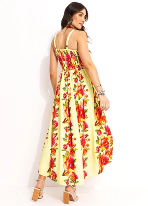 Farm - Vestido Cropped em Viscolinho Amarelo - FARM