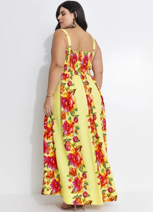 Farm - Vestido Cropped em Viscolinho Amarelo - FARM