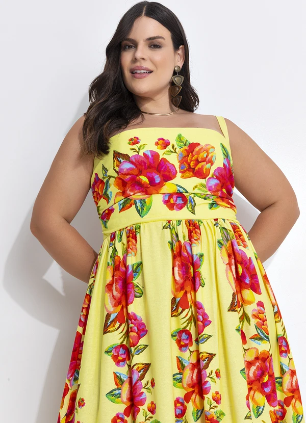 Farm - Vestido Cropped em Viscolinho Amarelo 11