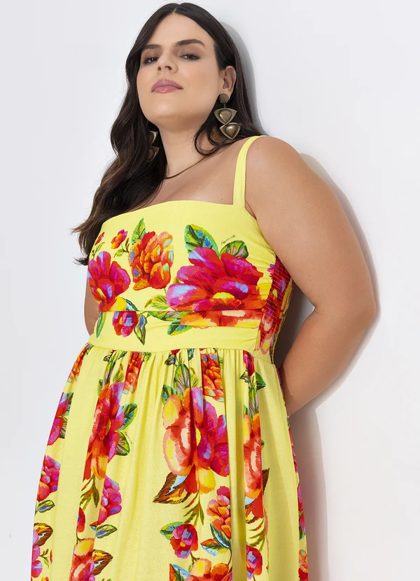 Farm - Vestido Cropped em Viscolinho Amarelo 12