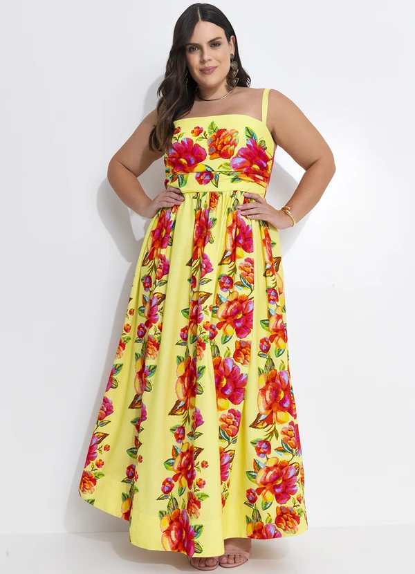 Farm - Vestido Cropped em Viscolinho Amarelo 6