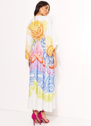Farm - Vestido Cropped em Viscose Bege - FARM