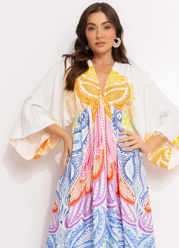 Farm - Vestido Cropped em Viscose Bege 6