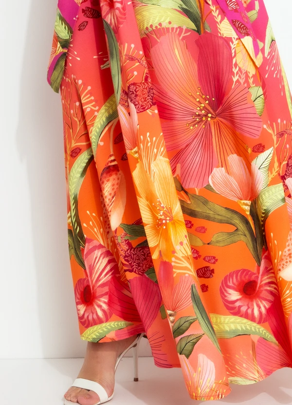 Farm - Vestido Cropped em Viscose Laranja 9