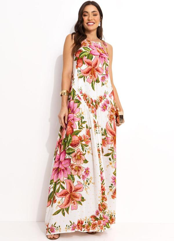 Farm - Vestido Cropped em Viscose Off White