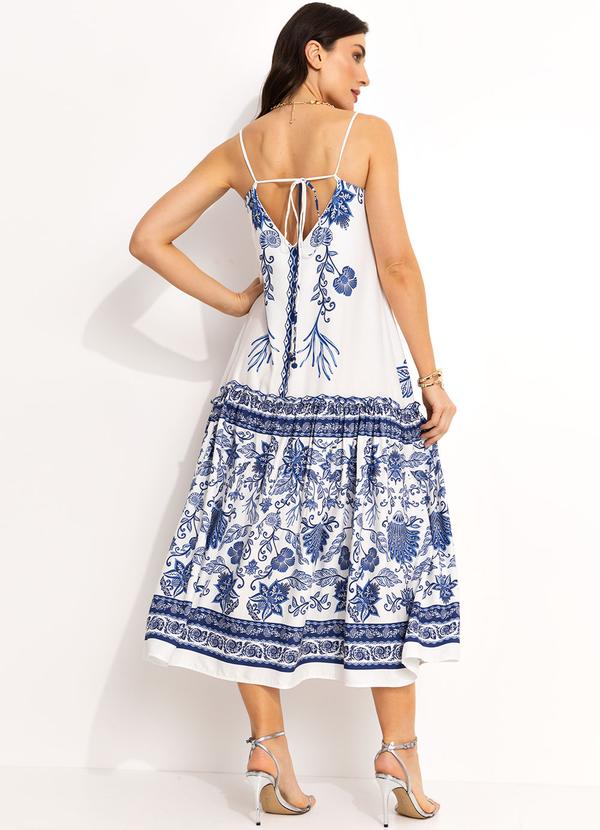 Farm - Vestido Cropped em Viscose Azul 2