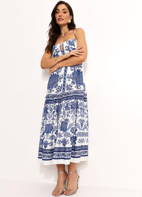 Farm - Vestido Cropped em Viscose Azul 3