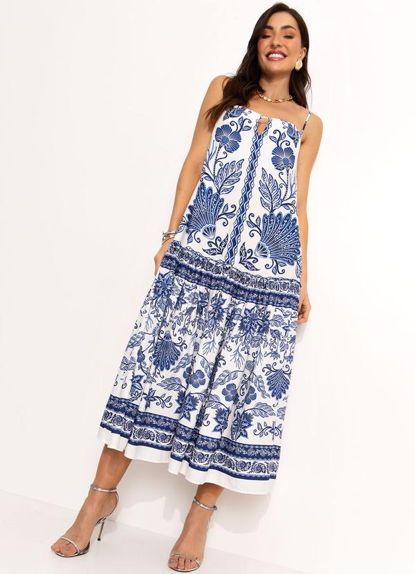 Farm - Vestido Cropped em Viscose Azul 4