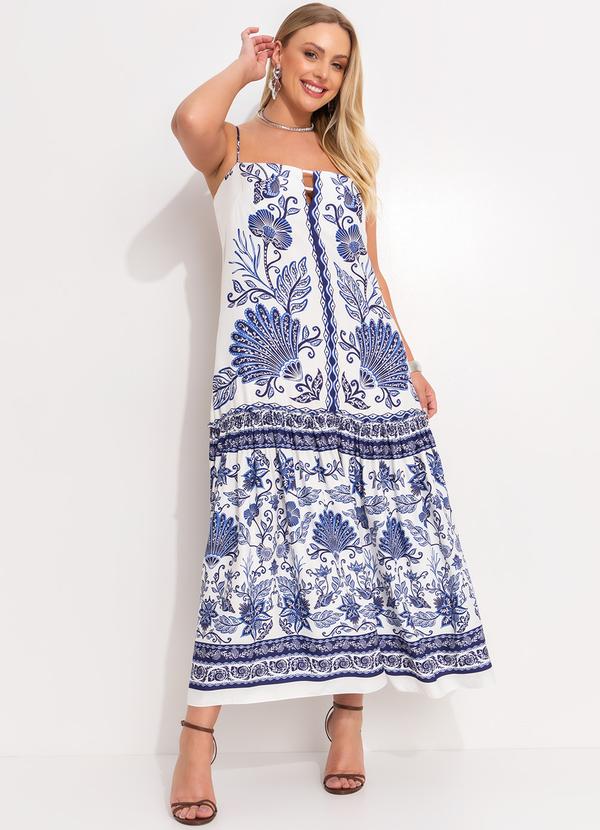 Farm - Vestido Cropped em Viscose Azul 8