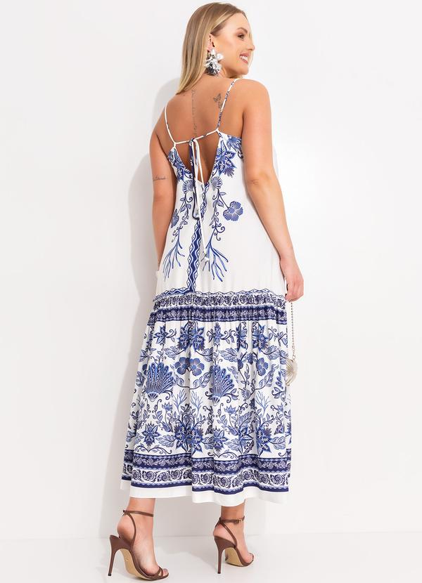 Farm - Vestido Cropped em Viscose Azul 9