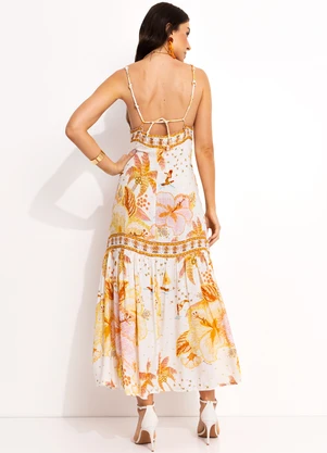 Farm - Vestido Cropped em Viscose Amarelo - FARM