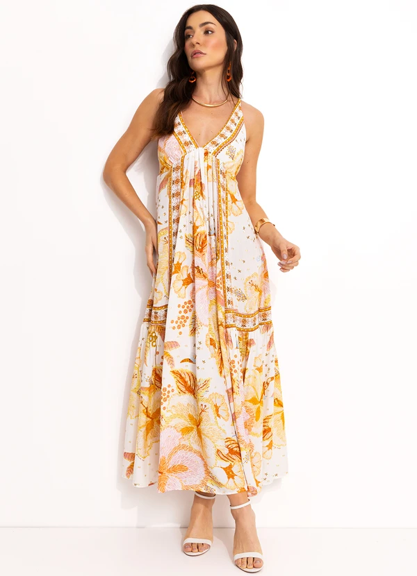 Farm - Vestido Cropped em Viscose Amarelo 6