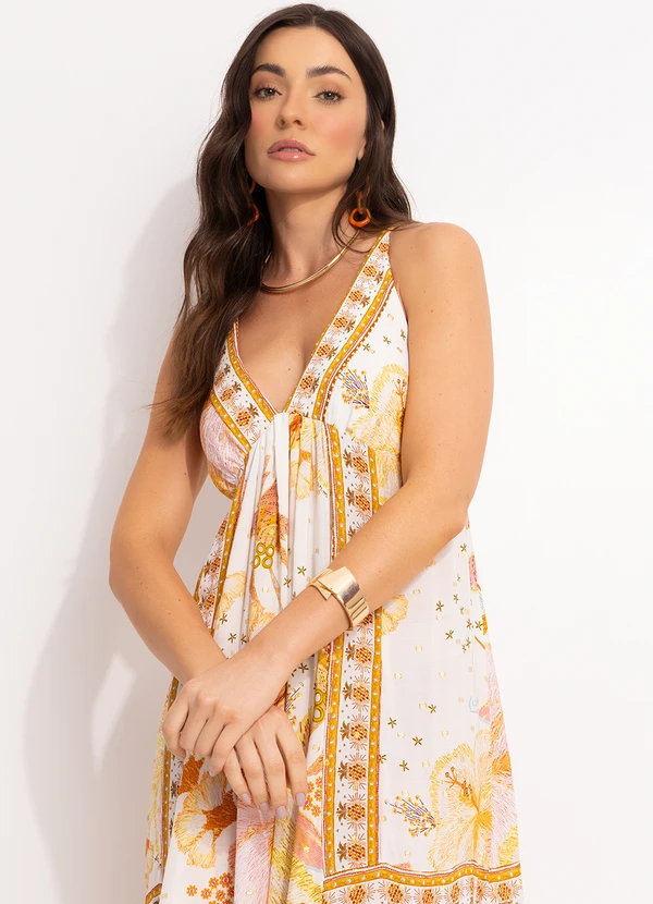 Farm - Vestido Cropped em Viscose Amarelo 7