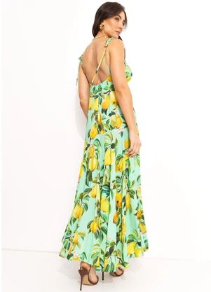 Farm - Vestido Cropped em Viscose Verde - FARM