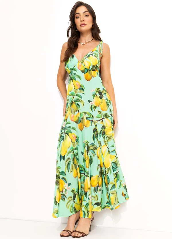 Farm - Vestido Cropped em Viscose Verde 3