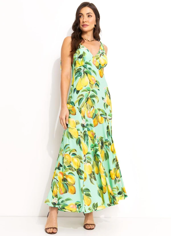 Farm - Vestido Cropped em Viscose Verde 4