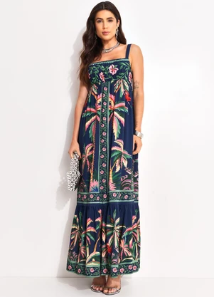 Farm - Vestido Cropped Encanto da Natureza Azul - FARM